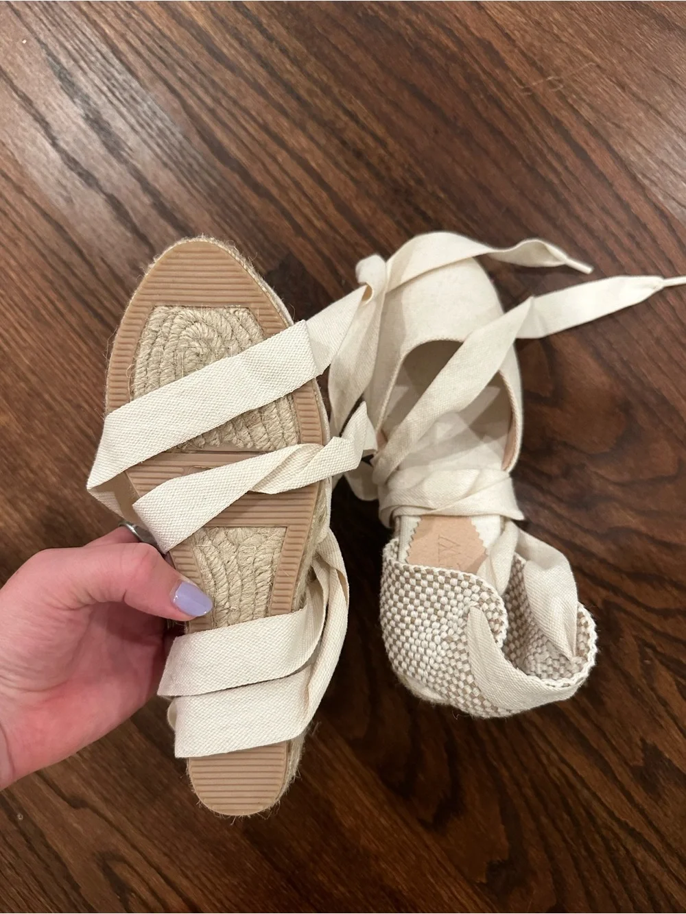 J. Crew Cream Canvas Lace-Up Espadrille Flats